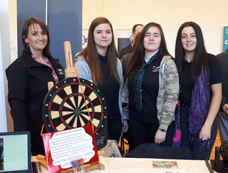 The Commissioner for Older People in Northern Ireland, Eddie Lynch, at South Eastern Regional College’s Downpatrick Campus where he met Level 3 Health and Social Care students who have set up Golden Memories, an activity club for older people. Pictured at the inaugural session are (L – R) SERC Lecturers, Dorothy McLaughlin and Rosemary Peters, students Oliver Fenton and Tia Moore, Eddie Lynch, Commissioner for Older People in NI, Ellen Brennan, Newry, Mourne and Down District Council and Alison Shaw, Northern Ireland Social Care Council.