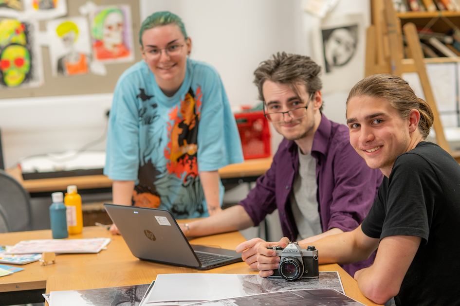 students in art room