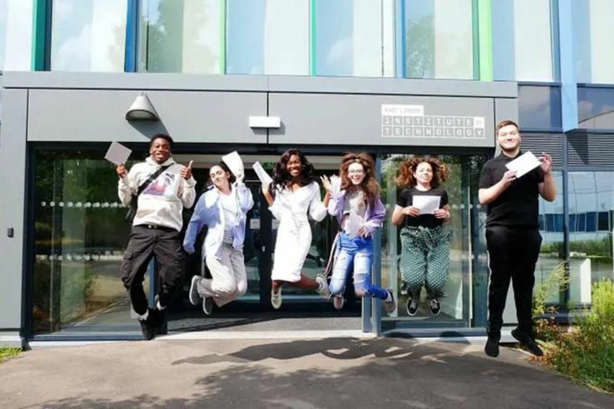 East London Institute of Technology BTEC students receiving their results