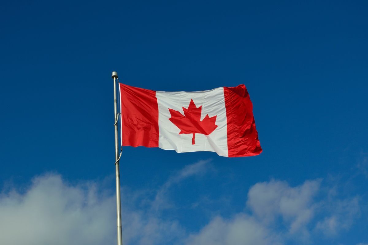 canada flag in sky