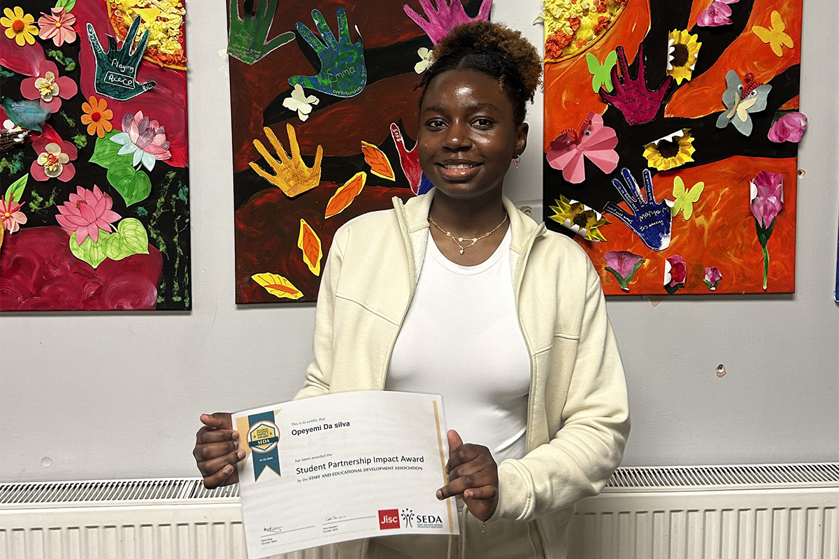 Opeyemi Da-Silva with her certificate. 