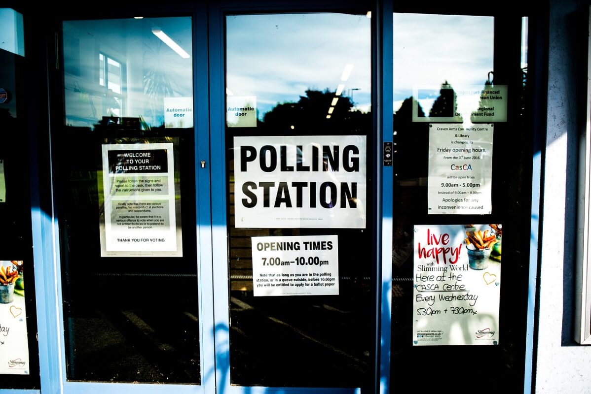 The outside of a polling station.