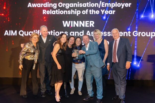 AIM are no strangers to success at the FAB Awards, having won awards for AO/Employer Relationship of the Year (Home Group) (pictured) and Learner of the Year (Emma McNaught) in 2023.