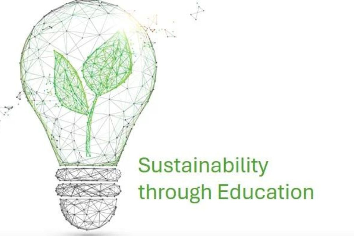 sustainability through education, lightbulb and leaf