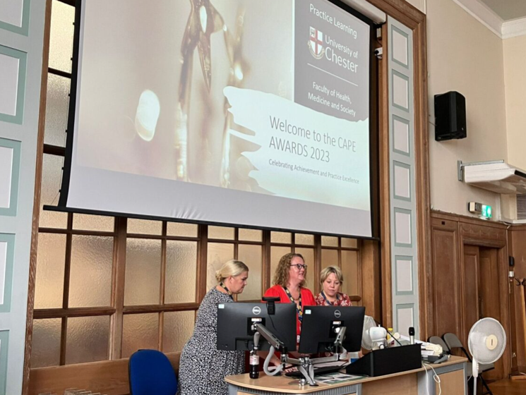 Kathryn O’Neill, Lecturer in Practice Learning (Midwifery), Practice Education and Simulated Learning; Dr Kate Knight, Associate Dean, Chester Medical School and Bex Bailey-Mchale, Deputy Head of Practice Education and Simulated Learning