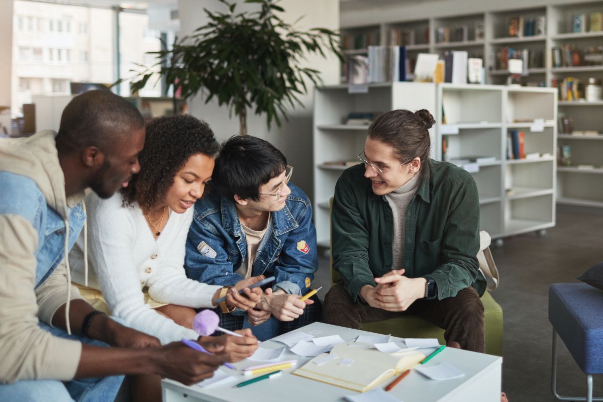 Students in a learning environment stock