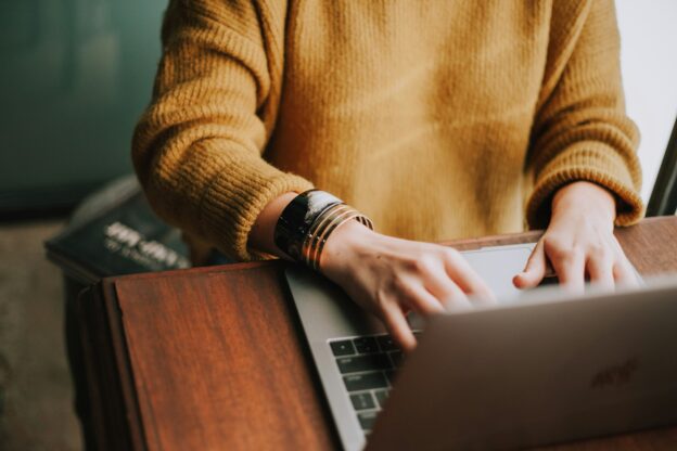 A student on their laptop