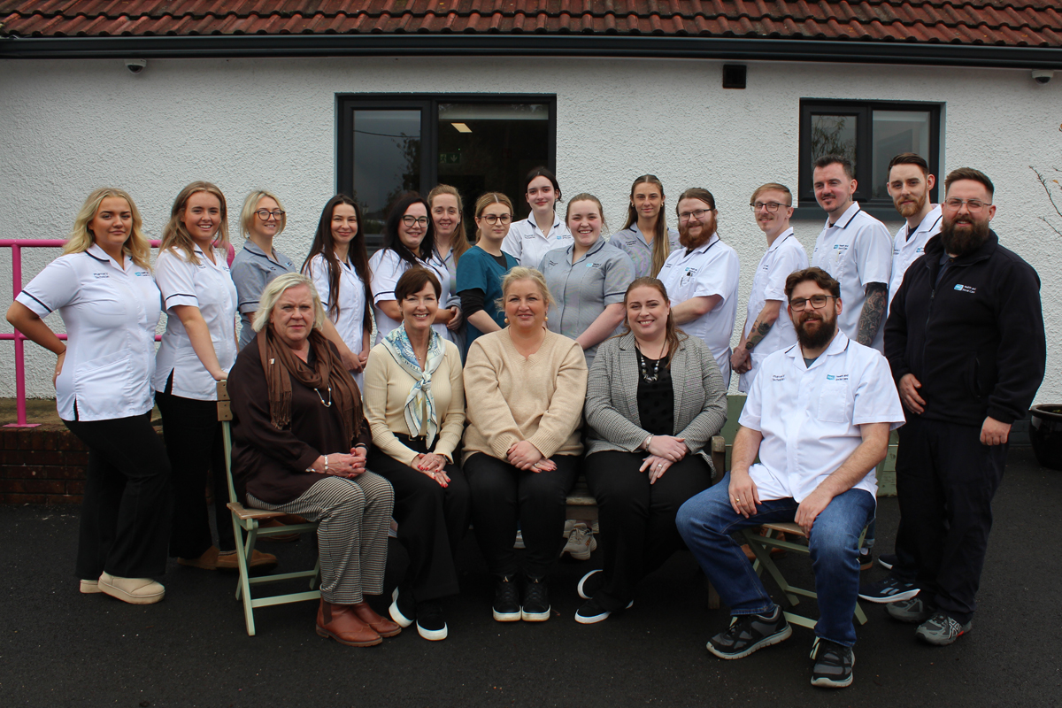 Pharmacy students and staff outside SERC Holywood Campus