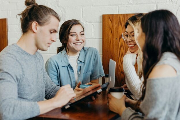 A group of students collaborating