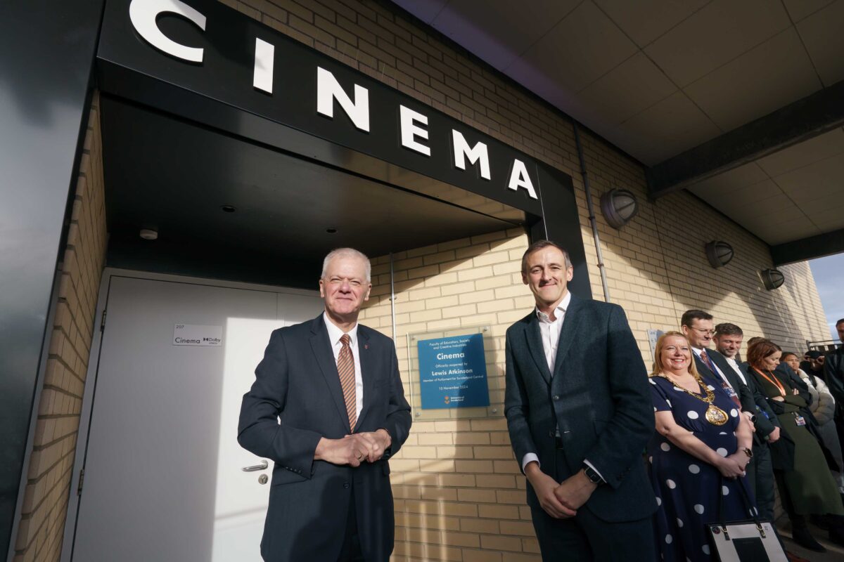 Lewis Atkinson MP officially opens the new cinema at the University of Sunderland’s David Puttnam Media Centre at St Peter’s Campus with Vice Chancellor and Chief Executive Sir David Bell Picture: DAVID WOOD