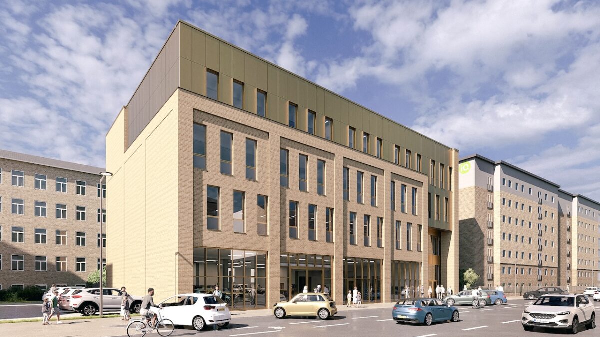 An external elevation image of the planned Future Technologies Centre building, produced by Bond Bryan Architects.