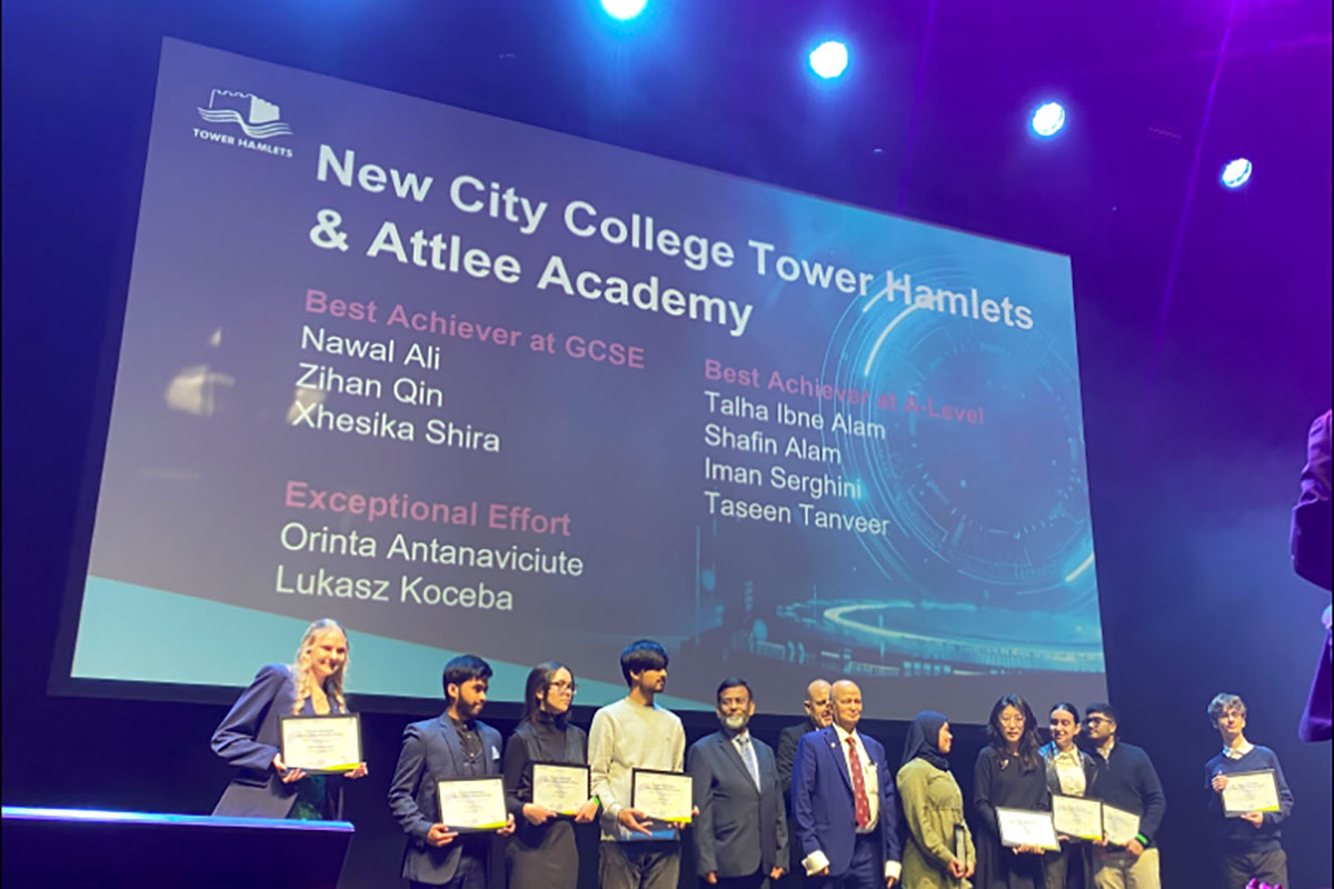 Nine outstanding New City College students were honoured at a fantastic awards ceremony held to acknowledge the hard work and achievements of young people in the London Borough of Tower Hamlets.