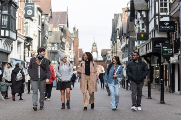 Students in Chester city centre.