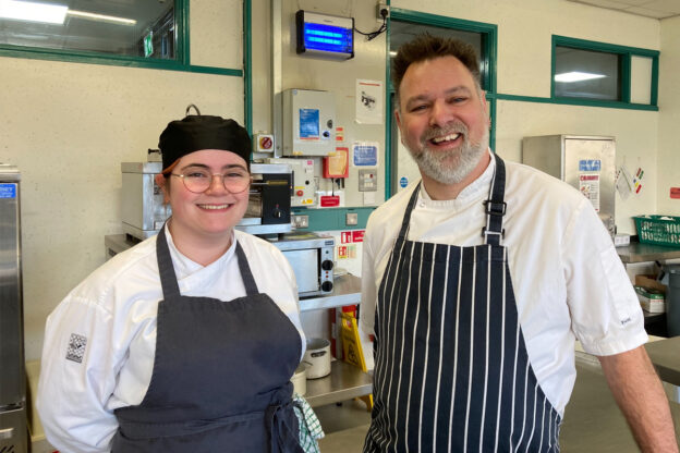 Apprentice Gabby Harrison and Lecturer Friedrich Machala