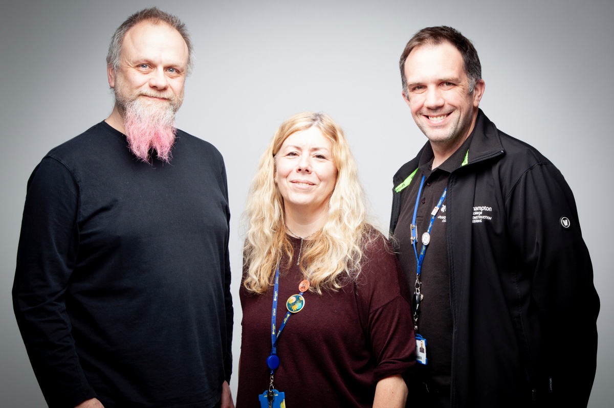 Northampton College lecturers Charlie Naylor Sarah Thursby and Mark Bradshaw