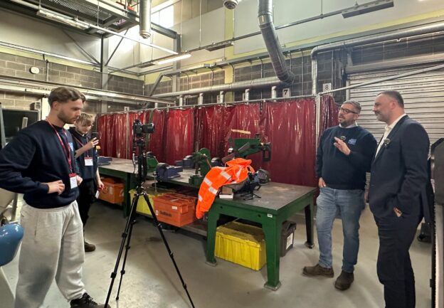 The team from Spitfire Engineering Services Ltd interview Northampton College Principal Jason Lancaster (far right)