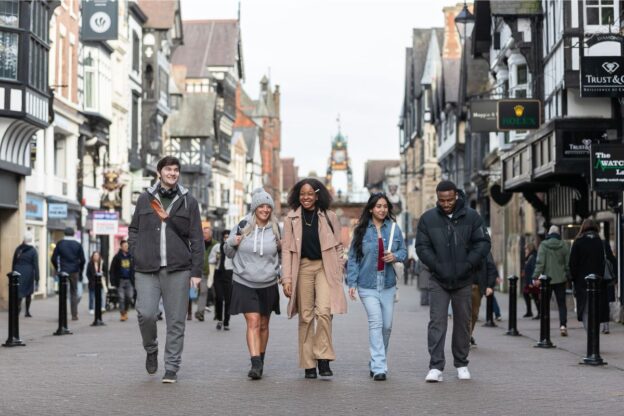 Students in Chester city centre.